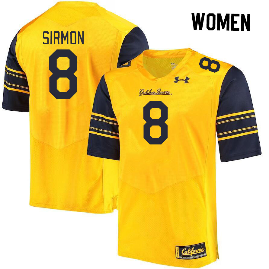 Women #8 Jackson Sirmon California Golden Bears College Football Jerseys Stitched Sale-Gold - Click Image to Close